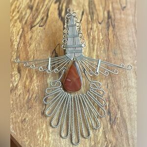 VTG Aztec Latin American handmade jasper brooch